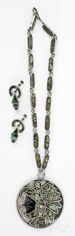 Silver and turquoise jewelry set