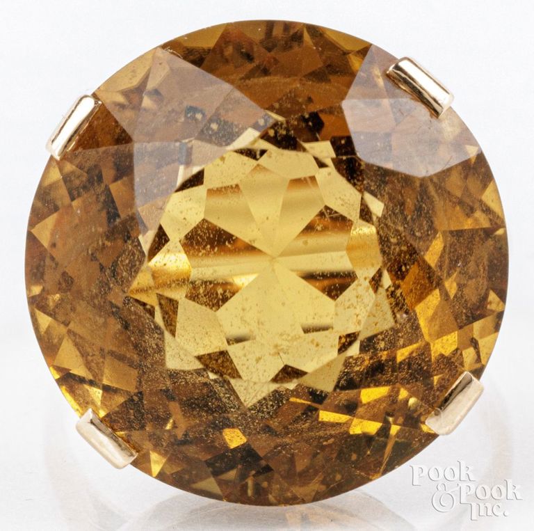 14k yellow gold citrine cocktail ring