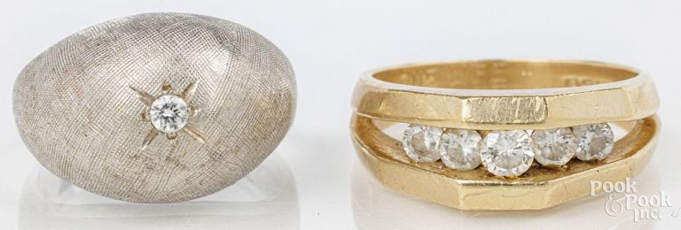 Two 14k gold diamond rings