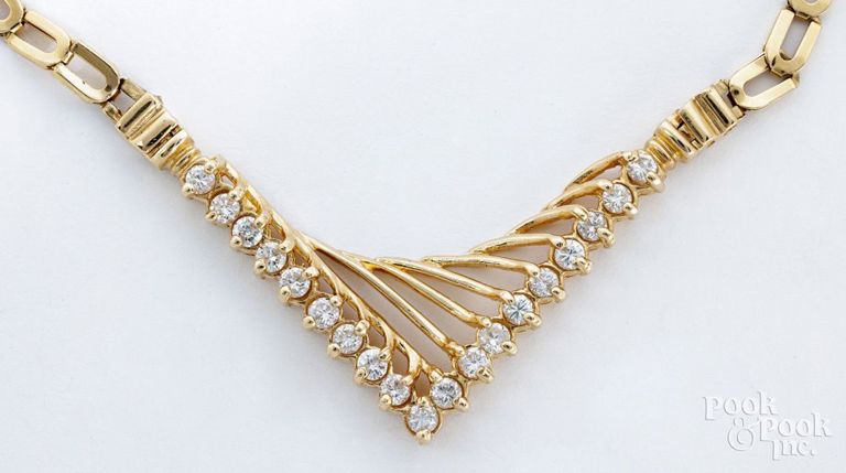 14k yellow gold diamond necklace