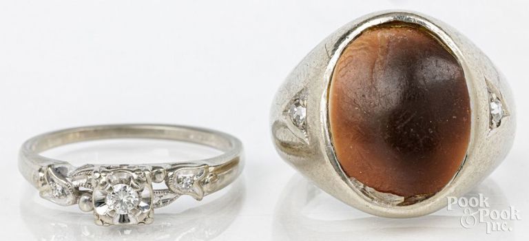 Two 14k white gold diamond rings