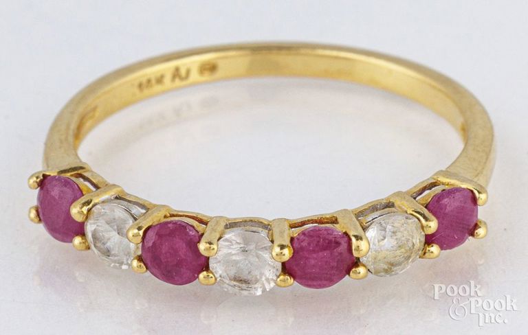 14k yellow gold ruby and sapphire ring