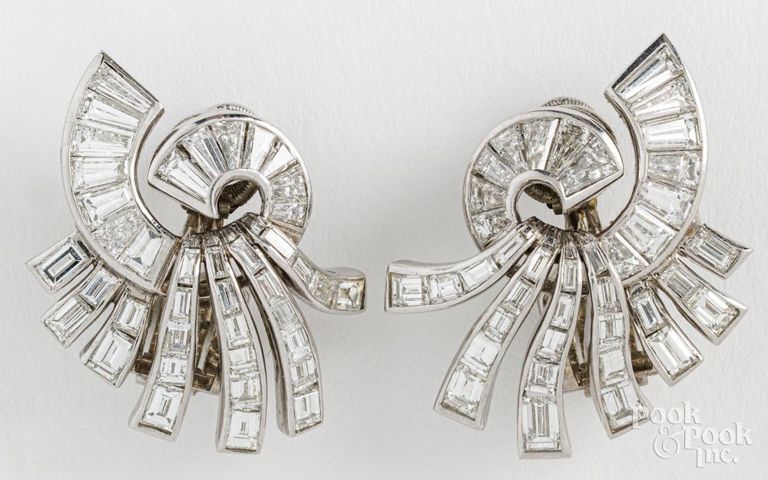 14k gold diamond clip earrings