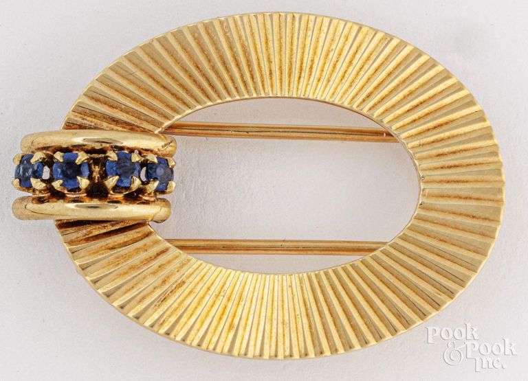 14k gold sapphire brooch