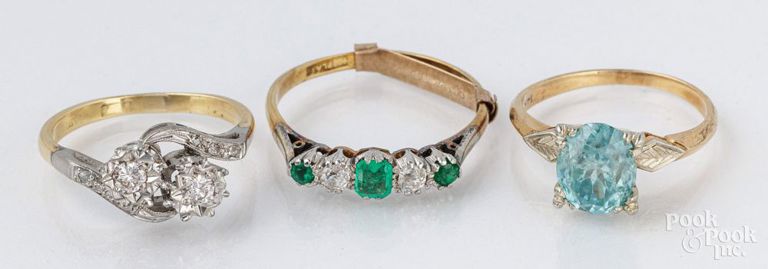 Three 14k yellow gold rings