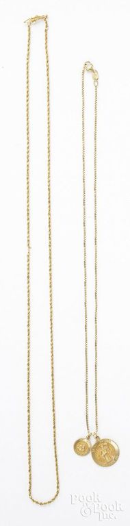 Two 14k gold necklaces