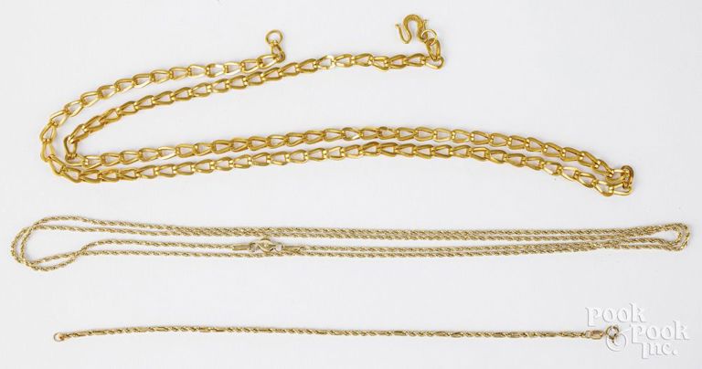 Three 14k yellow gold chains