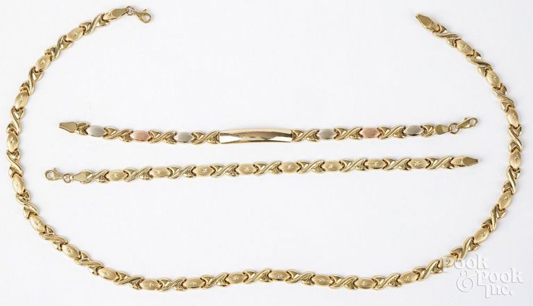 10k yellow gold necklace and two bracelets