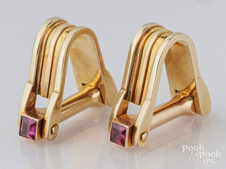 14k yellow gold ruby cufflinks