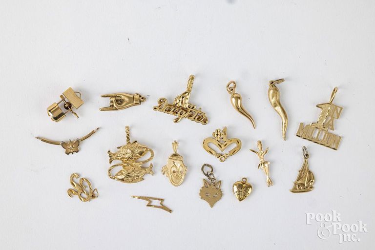 14k yellow gold and gold-filled charm pendants