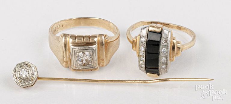 14k yellow gold diamond jewelry set