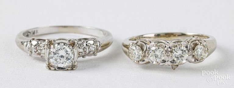Two 14k white gold diamond rings