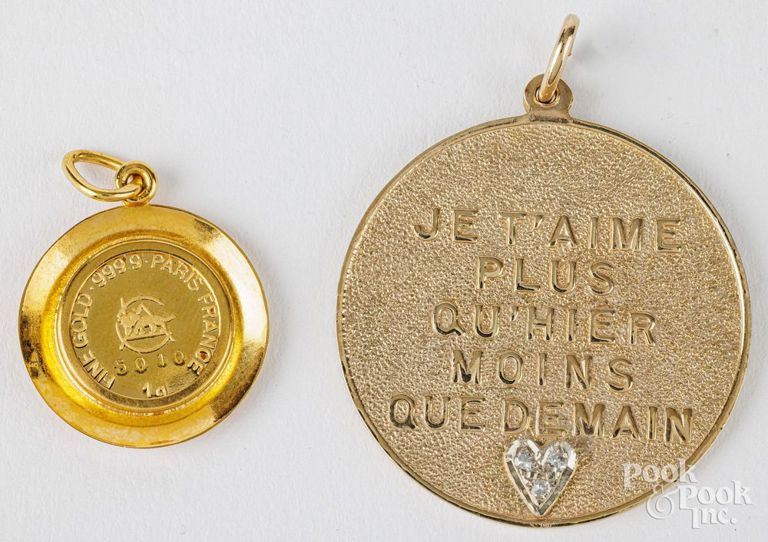 Two gold pendants