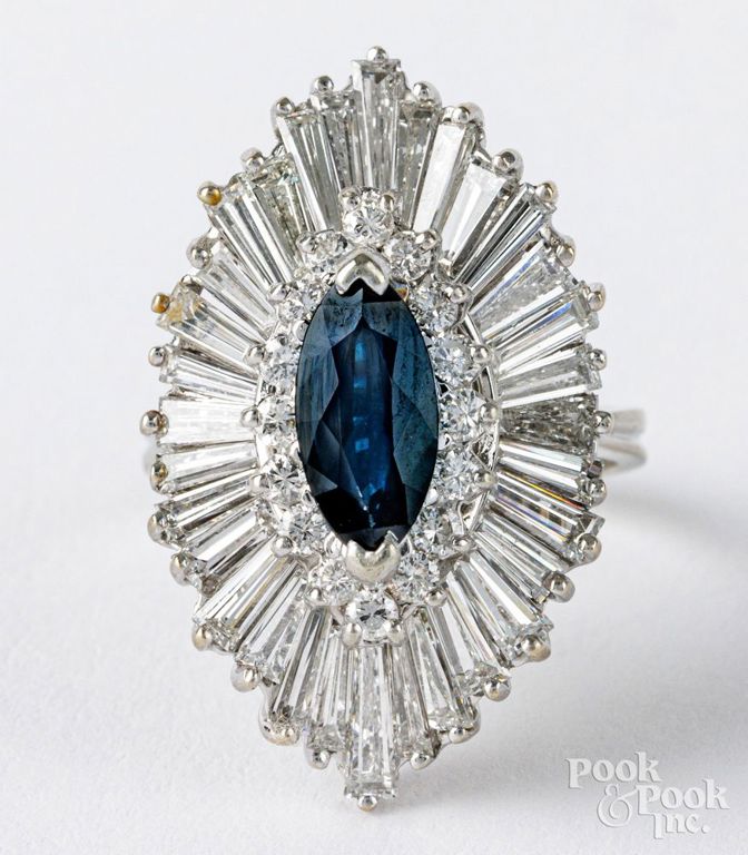 14k white gold sapphire and diamond ring