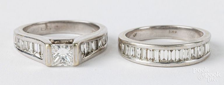 Two 14k white gold diamond rings
