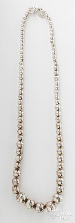 Silver bead necklace