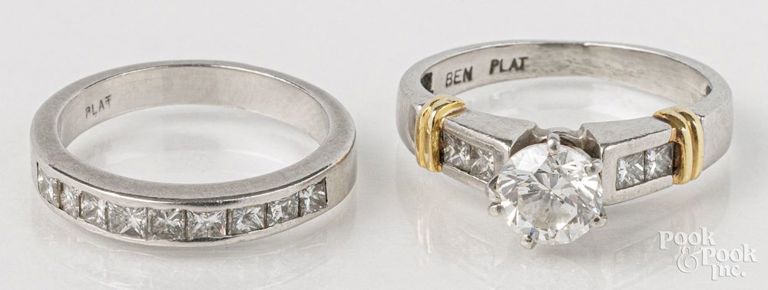 Two platinum diamond rings