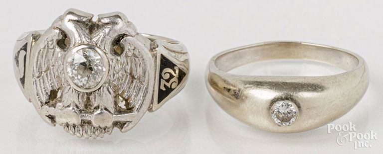 Two 14k white gold diamond rings