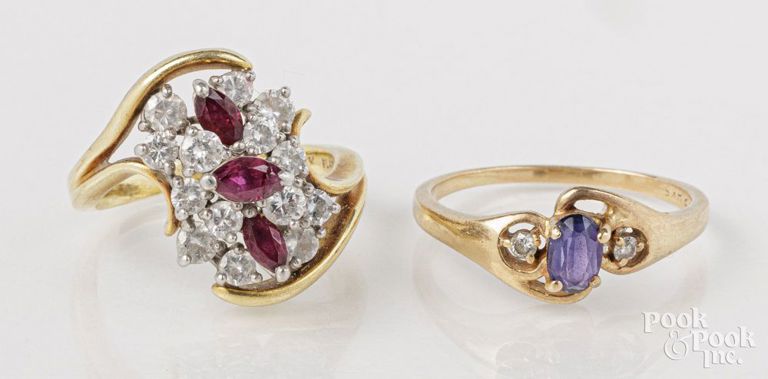 18k gold and platinum ring and 14k yellow gold ring