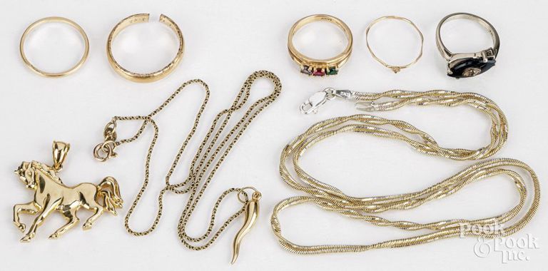 14k yellow gold jewelry and silver chain