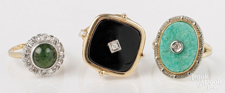 Three 14k and 10k gold rings