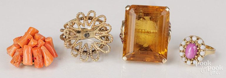 Three 14k yellow gold rings