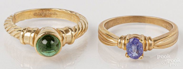 Two 14k yellow gold rings