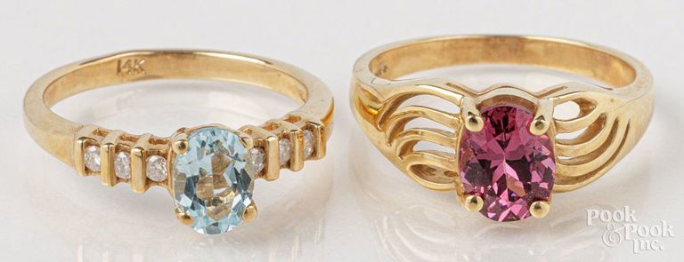 Two 14k yellow gold rings