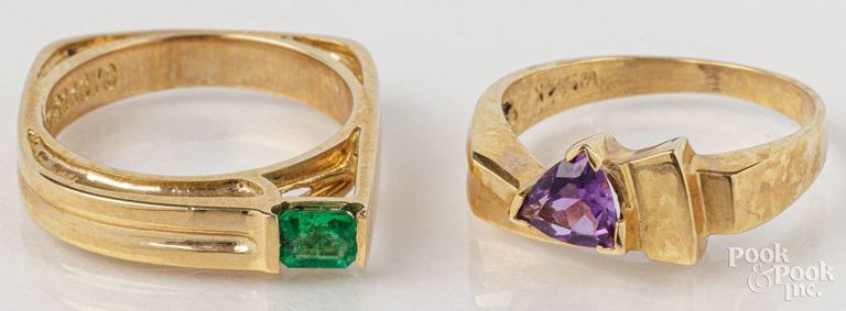 Two 14k yellow gold rings