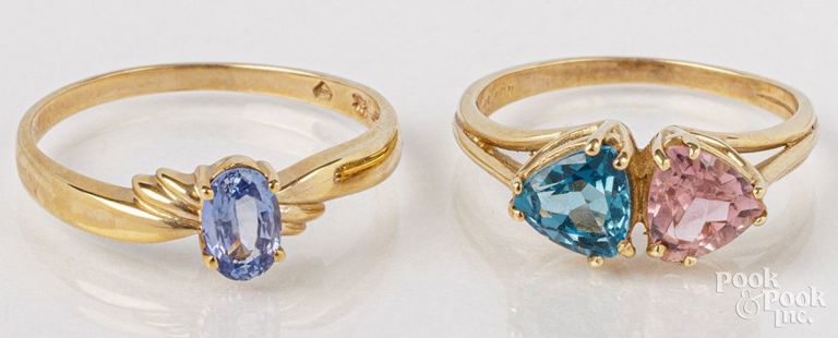 Two 14k yellow gold rings