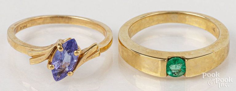 Two 14k yellow gold rings