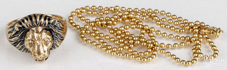14k yellow gold necklace and 10k yellow gold diamond ring