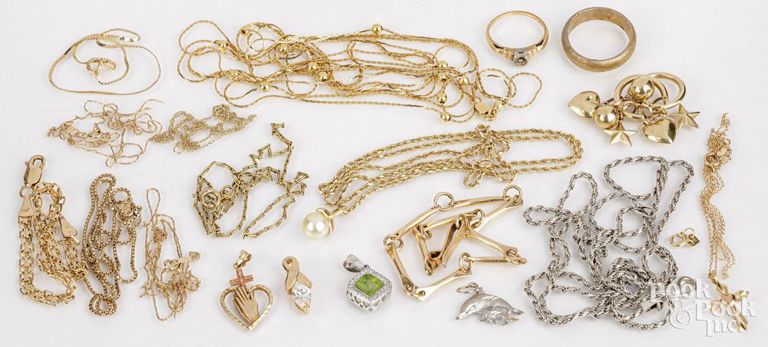 14k yellow gold jewelry and silver chain