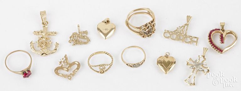 14k and 10k yellow gold jewelry set