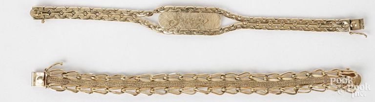 Two 14k yellow gold bracelets