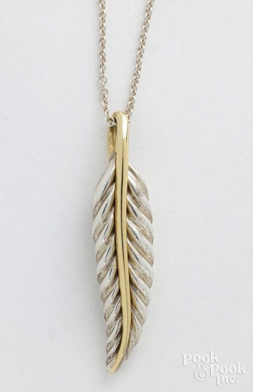 Silver necklace with 18k yellow gold and sterling silver pendant