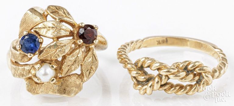 Two 14k yellow gold rings
