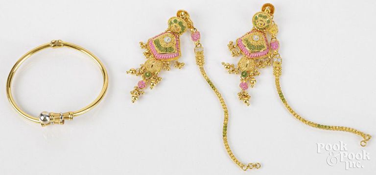 22k gold earrings and bracelet