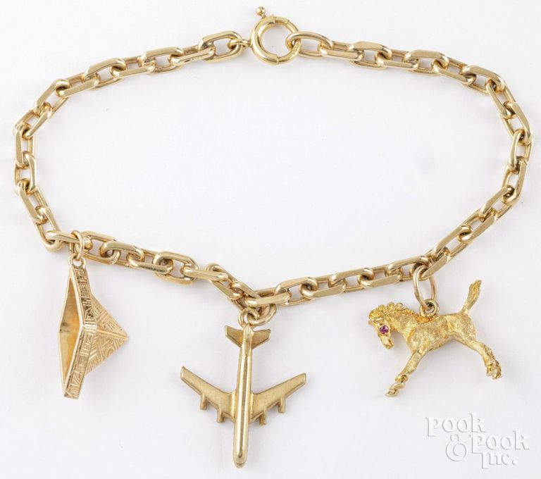 14k yellow gold charm bracelet