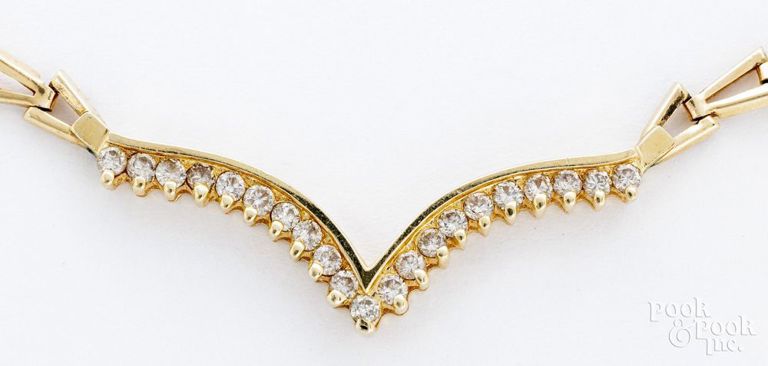 14k yellow gold diamond pendant necklace