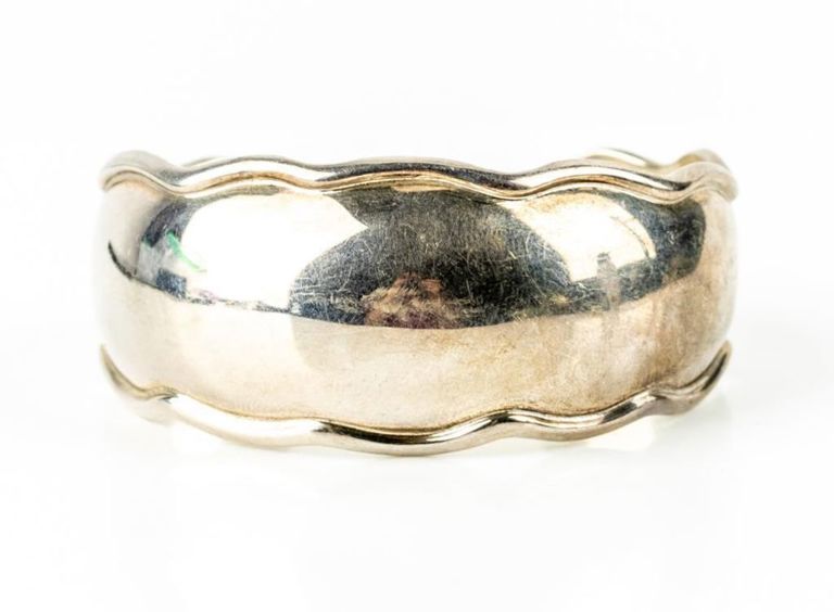 Sterling silver scalloped cuff bracelet