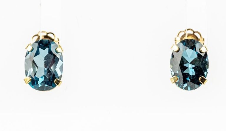 14k gold blue topaz earrings