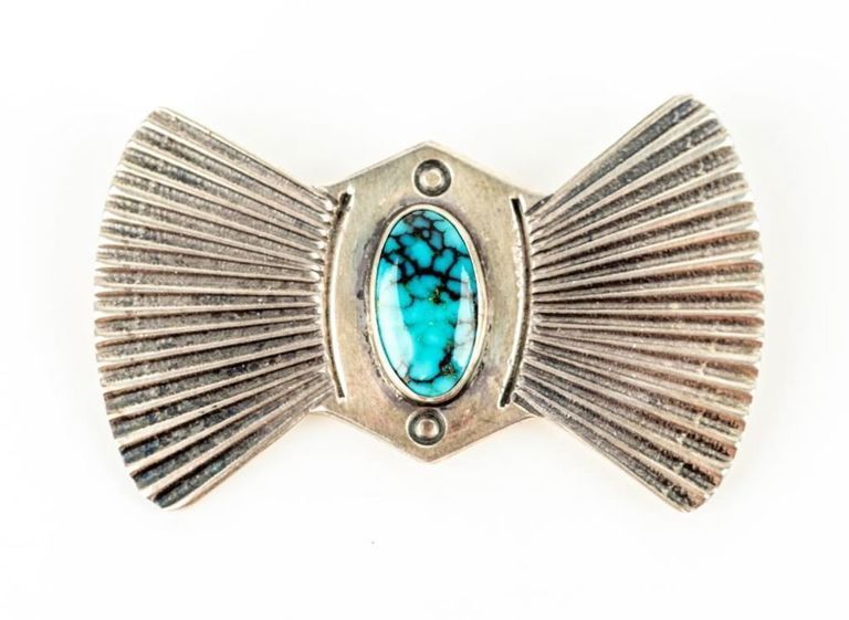 Sterling silver turquoise brooch