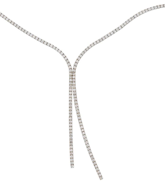 18k white gold diamond lariat necklace