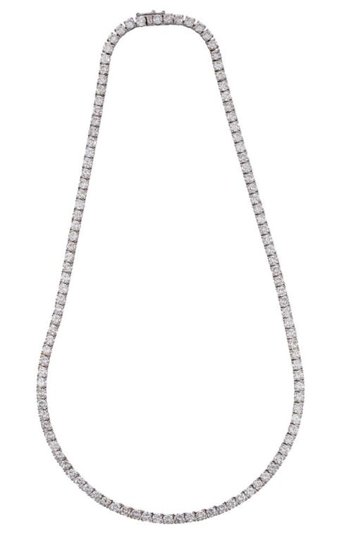18k white gold diamond line necklace