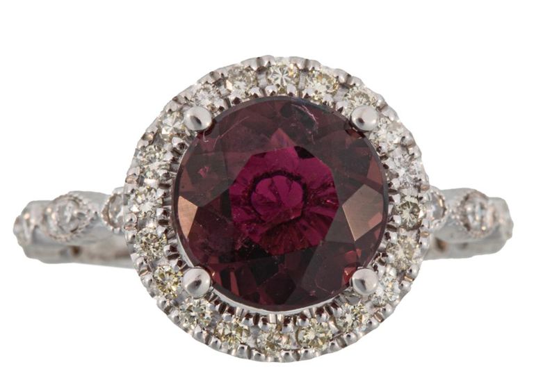 18k white gold tourmaline and diamond ring