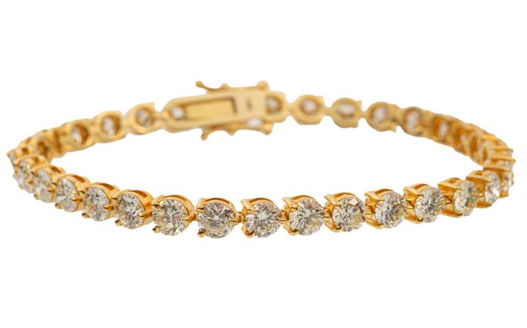 14k yellow gold diamond tennis bracelet