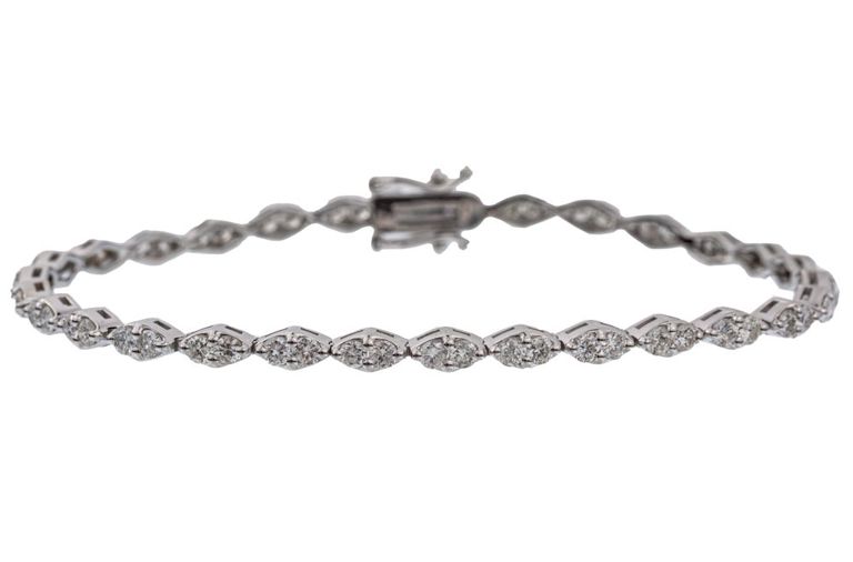 14k white gold diamond line bracelet