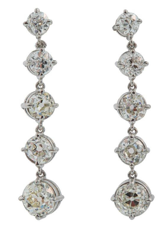 18k white gold diamond dangle earrings