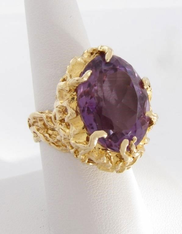14k gold amethyst nugget ring